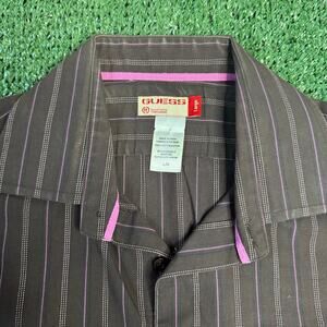 Y2K Guess by Marciano Embroidered Pinstripe Shirt – L